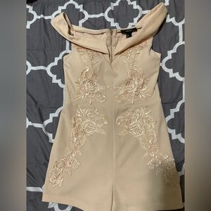 Pink Floral Romper with Gold Sewing